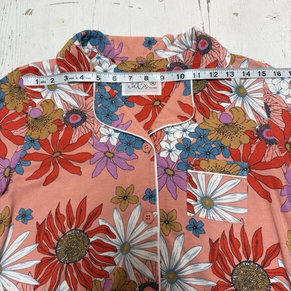 The Cats Pajamas M Floral Here Comes The Sun Button Down PJ Sleep Top Shirt - Picture 6 of 10